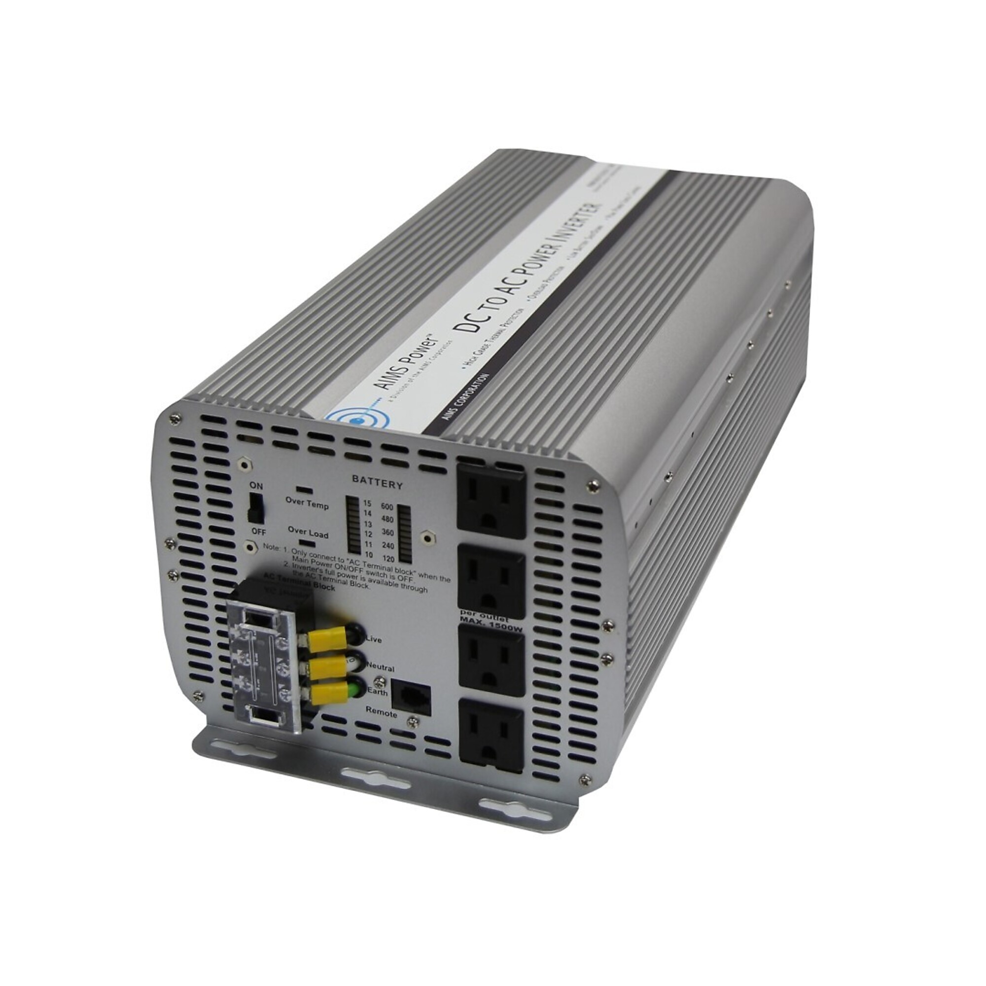 AIMS Power 5000 Watt Power Inverter, Digital Meters, PWRINV500012W